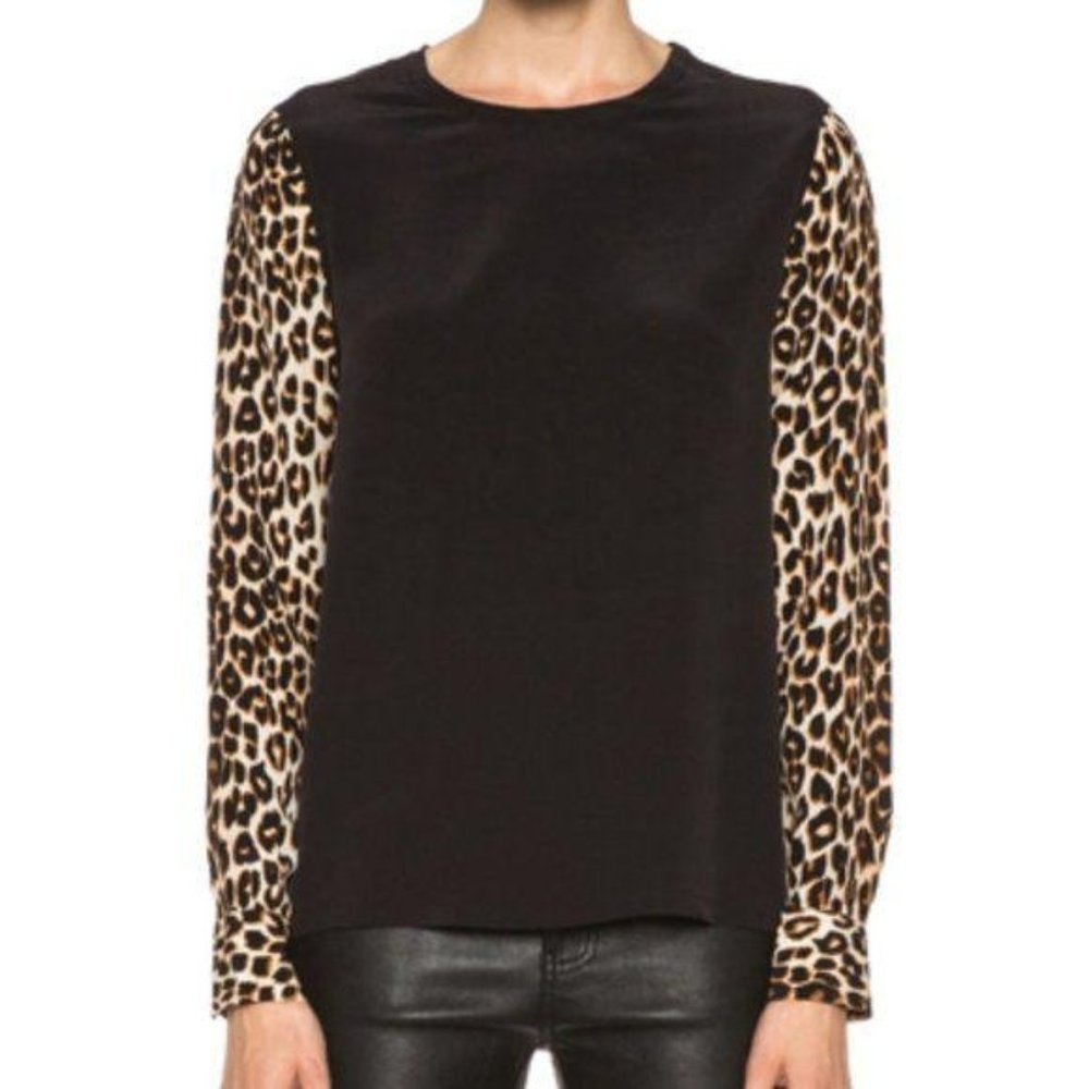 Equipment Underground Leopard Liam w Printed Silk